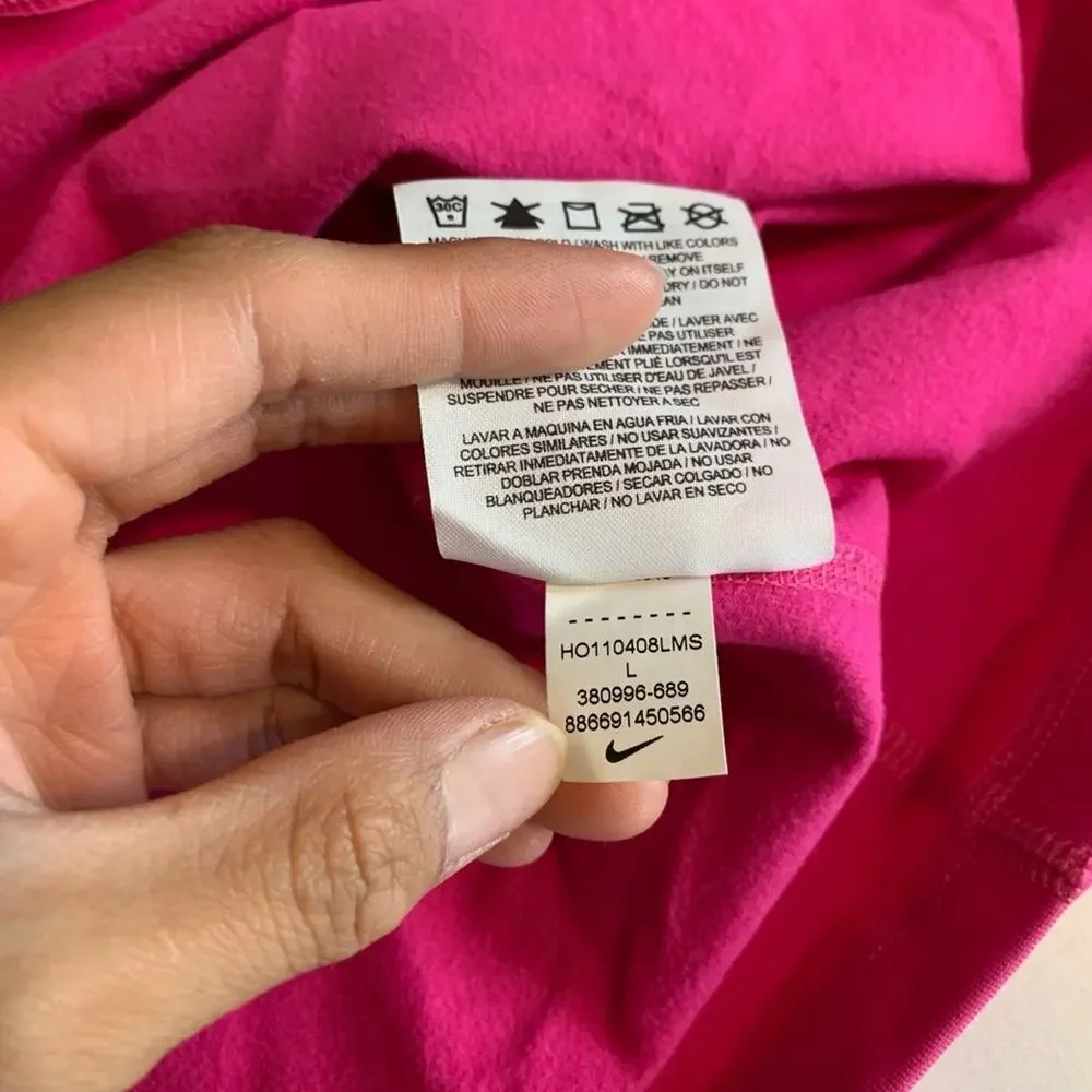 Nike Top Womens L Large Pink Therma Fit Pro Combat Fitted DriFit Fleece Lined